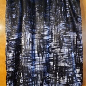 Chico's Black and Blue Abstract Midi Skirt